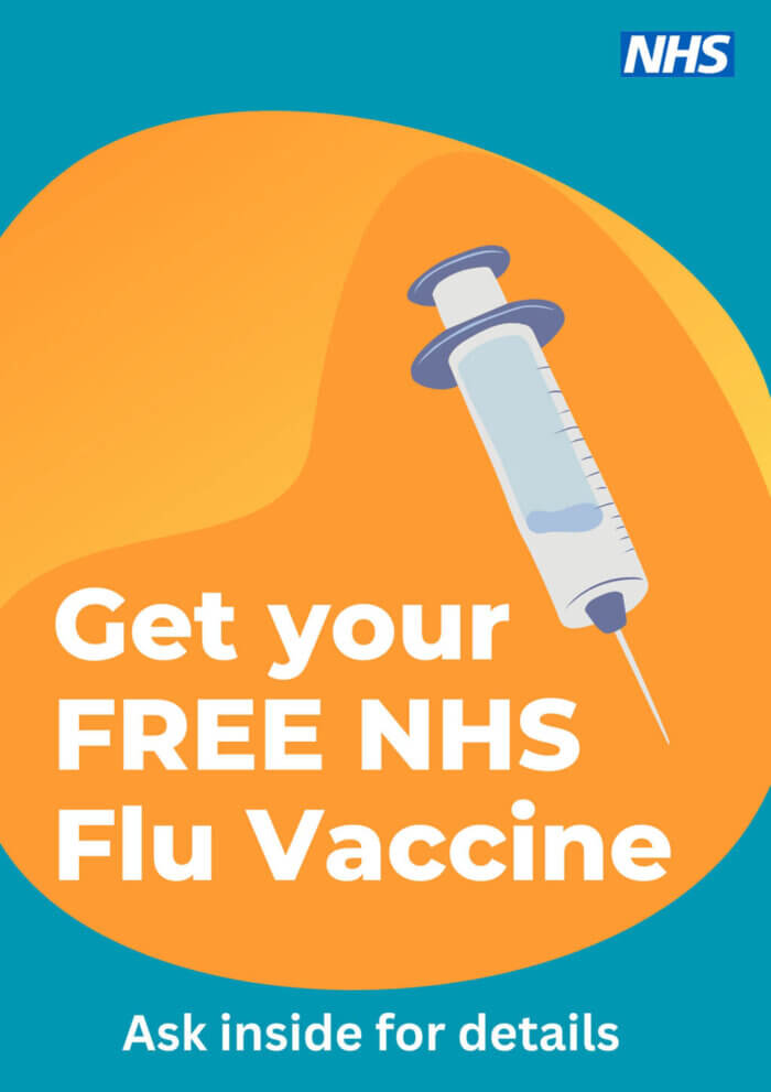 Pharmacy Service Poster Get Your Free NHS Flu Vaccine Robson